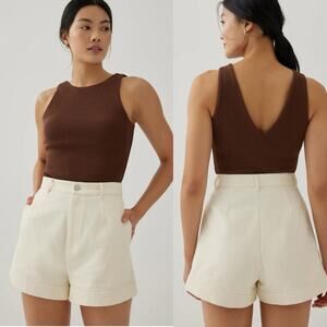 Love Bonito Rowanne White Denim Tailored Cuff Shorts Super High Rise 4